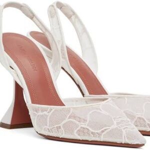 Amina Muaddi Holli Lace Pointed Heels